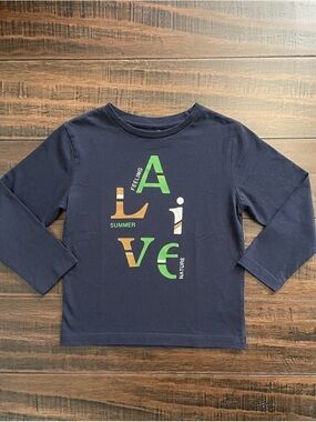 Mayoral Navy Blue Long Sleeve Graphic Cotton T-Shirt